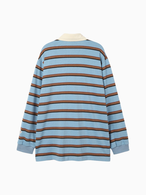 MENASOO STRIPE RUGBY T SHIRT - 3 COLORS BLUE