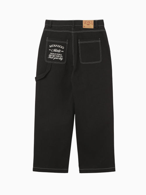 WASHING COTTON WORK PANTS - 3 COLORS BLACK