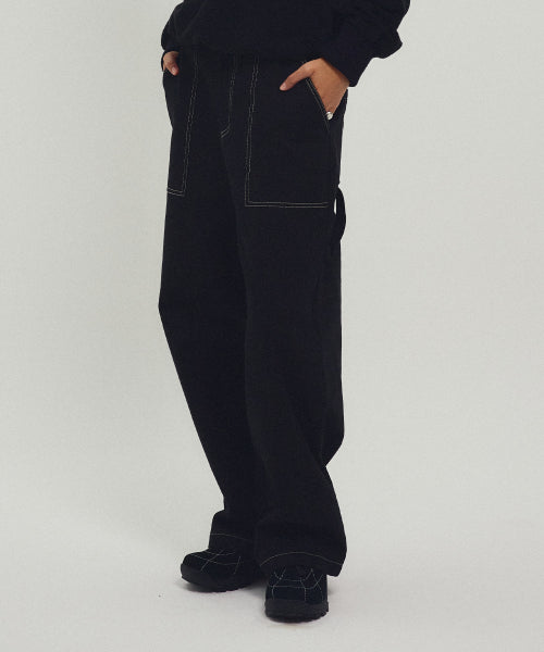 WASHING COTTON WORK PANTS - 3 COLORS BLACK