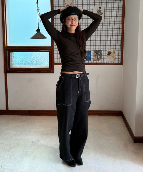 WASHING COTTON WORK PANTS - 3 COLORS BLACK