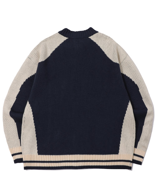 2-WAY CURVED KNIT ZIP-UP - 2 COLORS NAVY