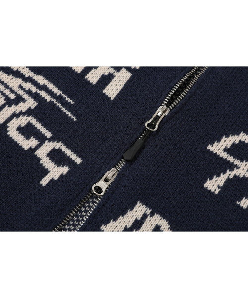 2-WAY CURVED KNIT ZIP-UP - 2 COLORS NAVY