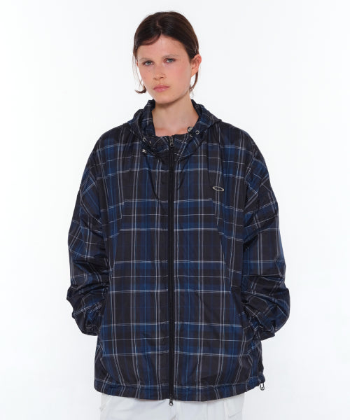ESSENTIAL CHECK WINDBREAKER NAVY