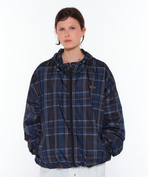 ESSENTIAL CHECK WINDBREAKER NAVY