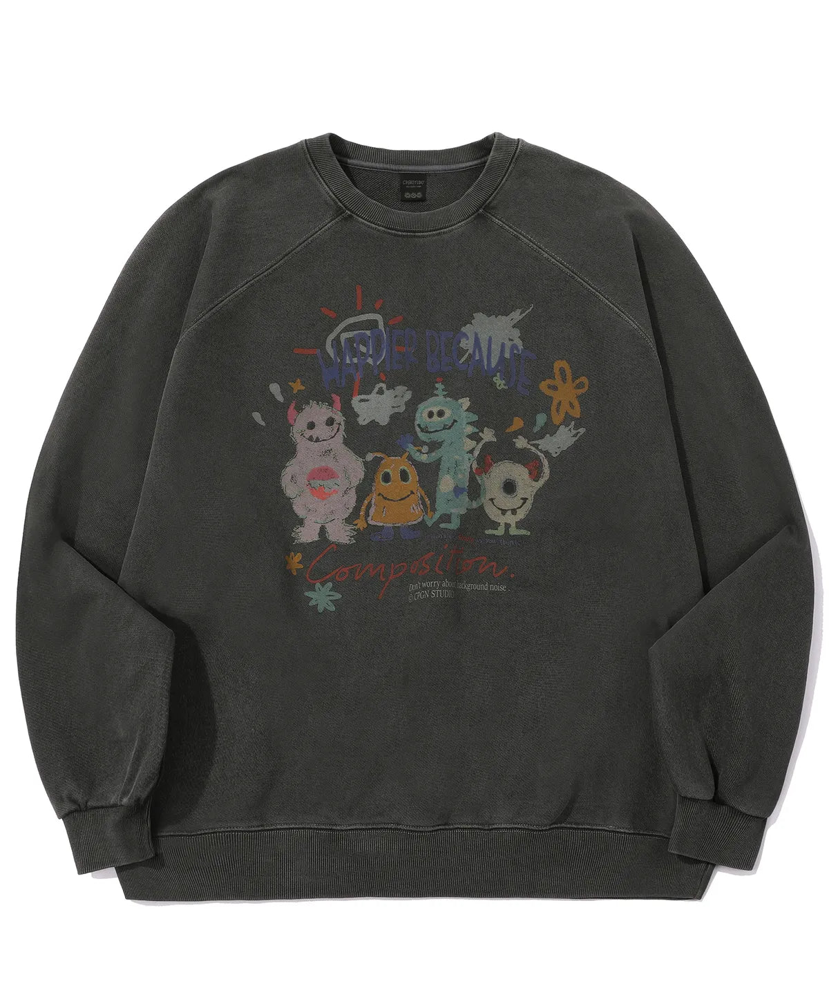 Happy Day Pigment Sweatshirt Smoke Black