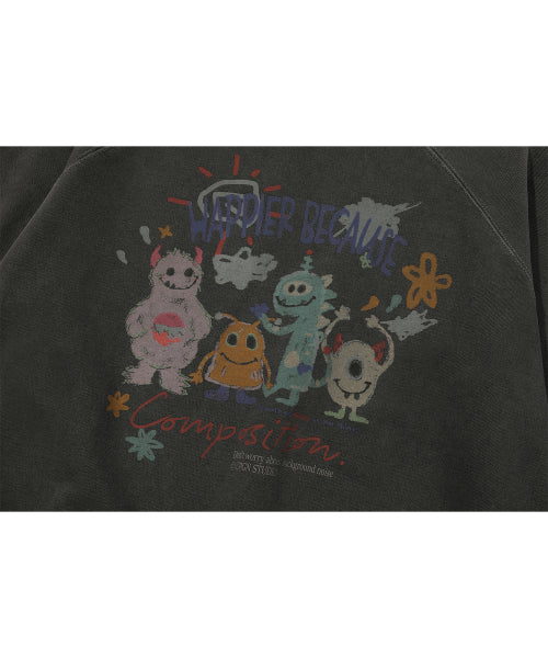 Happy Day Pigment Sweatshirt Smoke Black