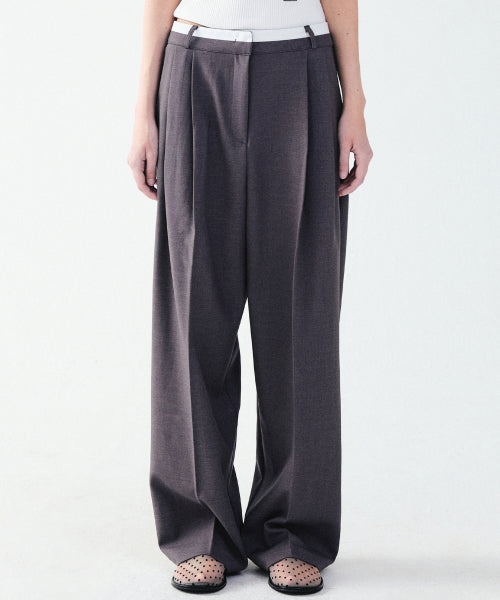 DOUBLE WAISTBAND SLACKS #徐睿知同款! - 2 COLORS AS SHOWN