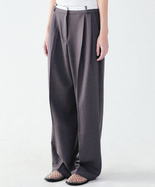 DOUBLE WAISTBAND SLACKS #徐睿知同款! - 2 COLORS AS SHOWN