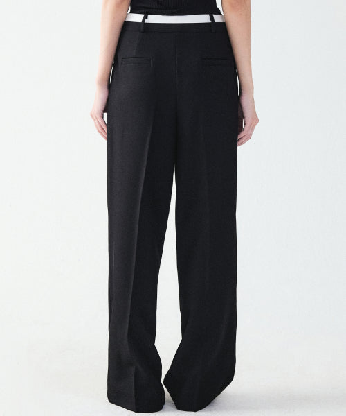 DOUBLE WAISTBAND SLACKS #徐睿知同款! - 2 COLORS BLACK