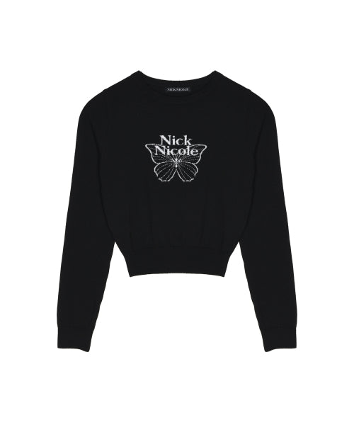 MINI BUTTERFLY SIGNATURE SLEEVE KNIT #徐睿知同款! - 6 COLORS WHITE
