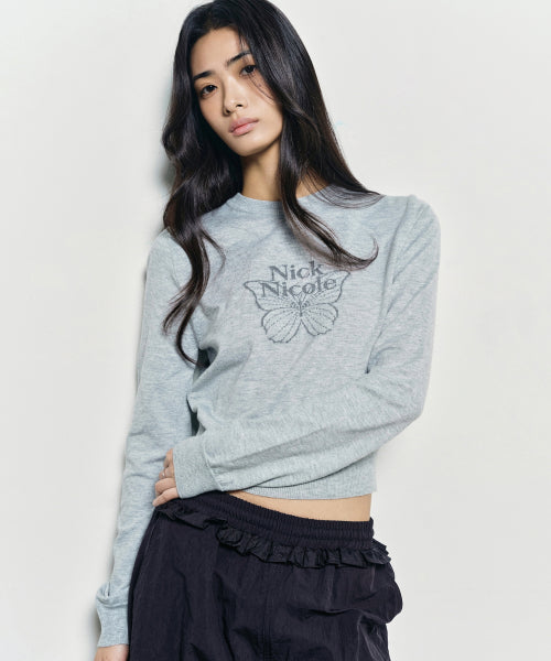 MINI BUTTERFLY SIGNATURE SLEEVE KNIT #徐睿知同款! - 6 COLORS GREY