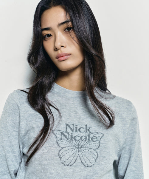 MINI BUTTERFLY SIGNATURE SLEEVE KNIT #徐睿知同款! - 6 COLORS GREY