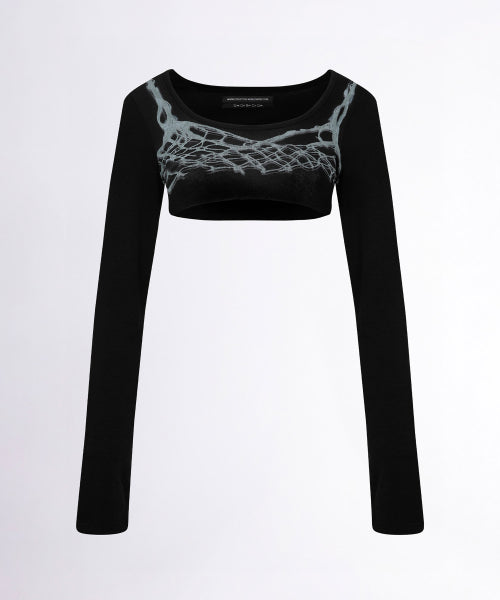 MICRO UNDERBOOB TEE STRIPE - 3 COLORS BLACK
