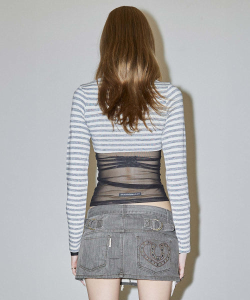 MICRO UNDERBOOB TEE STRIPE - 3 COLORS AS SHOWN