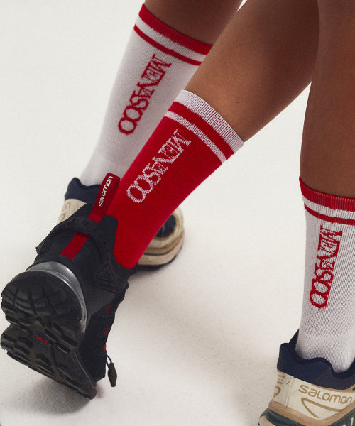 [5 PACK] RUNNING CREW FLOGGER FIT SOCKS - 3 COLORS RED