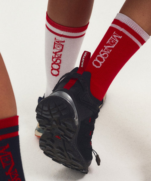 [5 PACK] RUNNING CREW FLOGGER FIT SOCKS - 3 COLORS RED