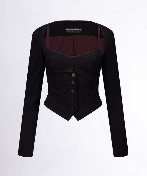 BODICES TWO PIECE WOOL BLAZER - 2 COLORS BLACK