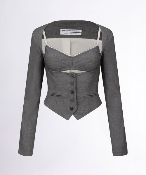 BODICES TWO PIECE WOOL BLAZER - 2 COLORS GREY
