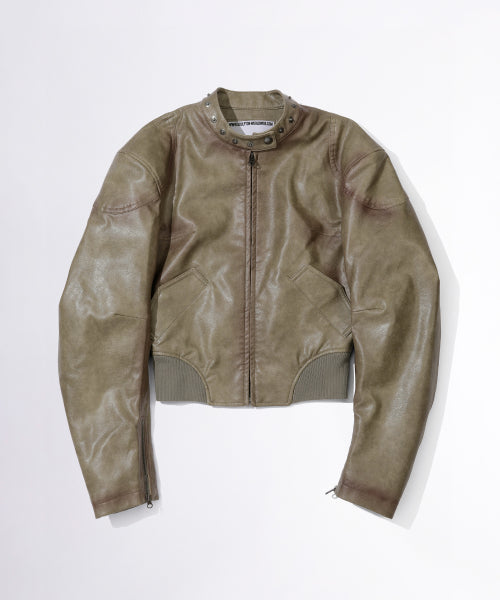 EMBOSS FAUX LEATHER BOMBER SAGE - 3 COLORS AS SHOWN