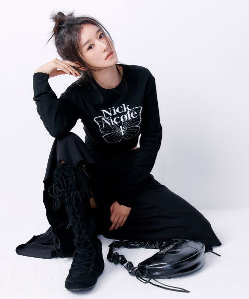SHIRRING FLARE MIDI SKIRT #徐睿知同款! BLACK
