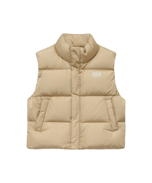 W CLASSIC LOGO DUCK DOWN CROP VEST - 3 COLORS BEIGE