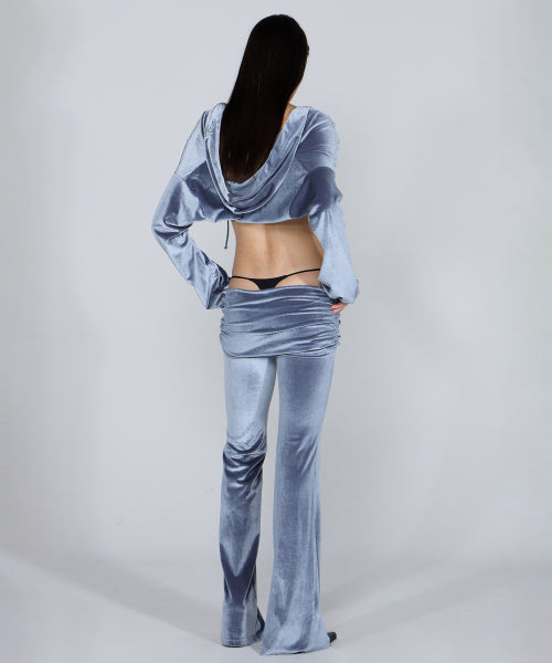 VELVET SHIRRING LOWRISE PANTS - 3 COLORS GREY
