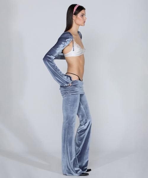 VELVET SHIRRING LOWRISE PANTS - 3 COLORS GREY