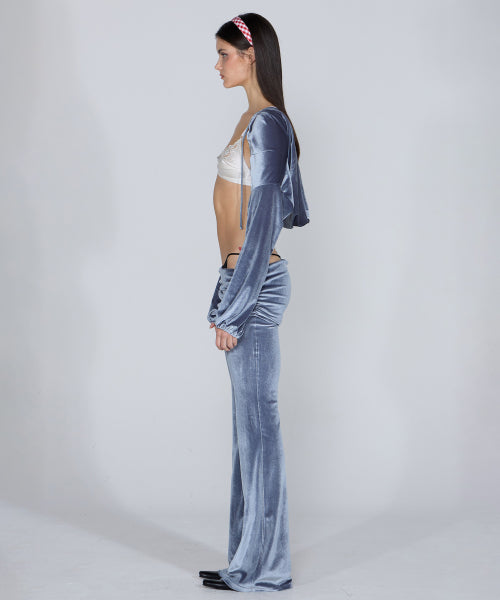 VELVET SHIRRING LOWRISE PANTS - 3 COLORS GREY