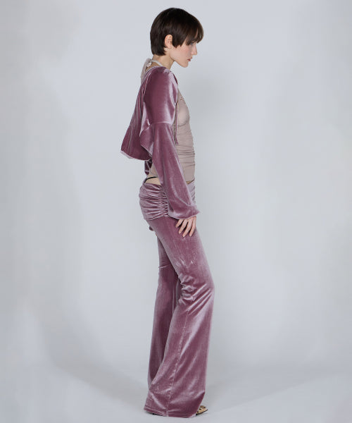 VELVET SHIRRING LOWRISE PANTS - 3 COLORS BROWN