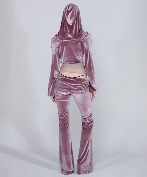 VELVET SHIRRING LOWRISE PANTS - 3 COLORS BROWN