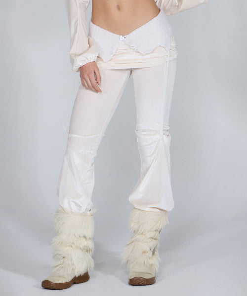 VELVET SHIRRING LOWRISE PANTS - 3 COLORS AS SHOWN