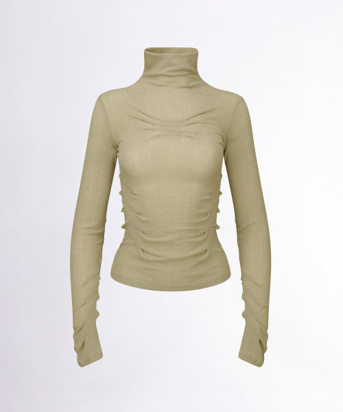 ORIGAMI TURTLE NECK TEE - 3 COLORS BEIGE