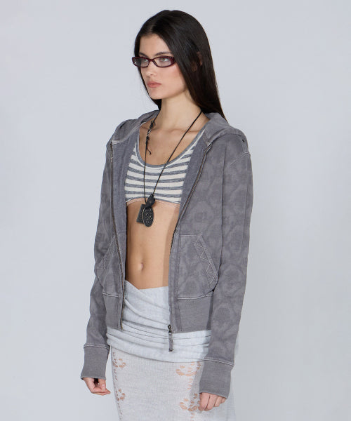 JACQUARD HOODIE ZIP UP - 4 COLORS CHARCOAL