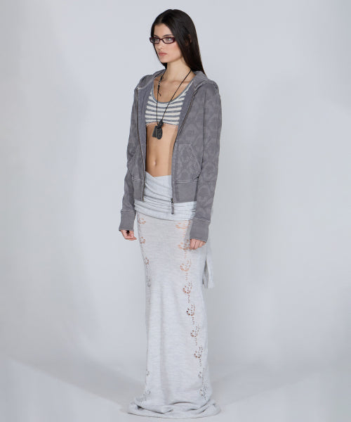 JACQUARD HOODIE ZIP UP - 4 COLORS CHARCOAL