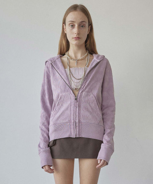 JACQUARD HOODIE ZIP UP - 4 COLORS PINK