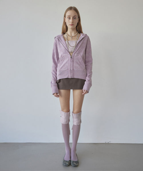 JACQUARD HOODIE ZIP UP - 4 COLORS PINK