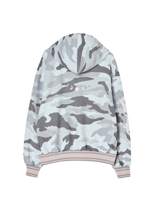 EMBLEM PRINTING HOOD ZIP-UP CAMO #MINJU同款! AS SHOWN