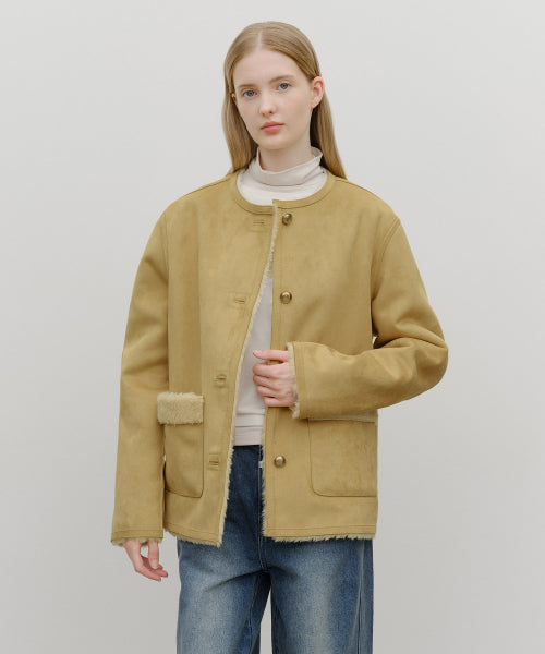 W REVERSIBLE SHEARLING JACKET BEIGE