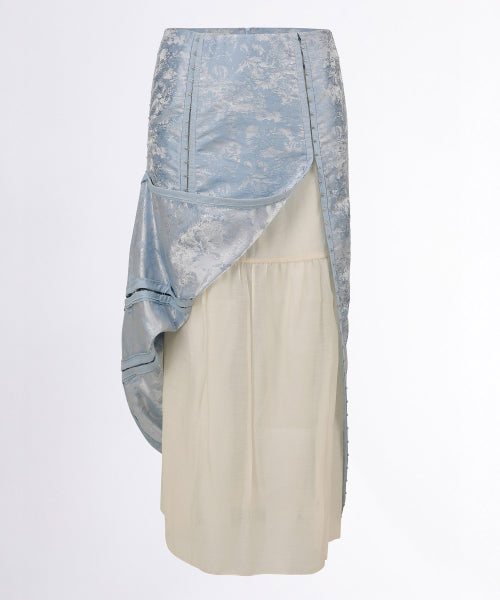 JACQUARD LAYERED SKIRT - 2 COLORS BLUE
