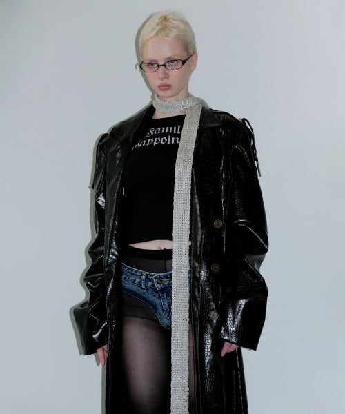 90S FAUX LEATHER COAT TAN - 2 COLORS BLACK
