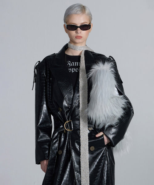 90S FAUX LEATHER COAT TAN - 2 COLORS BLACK