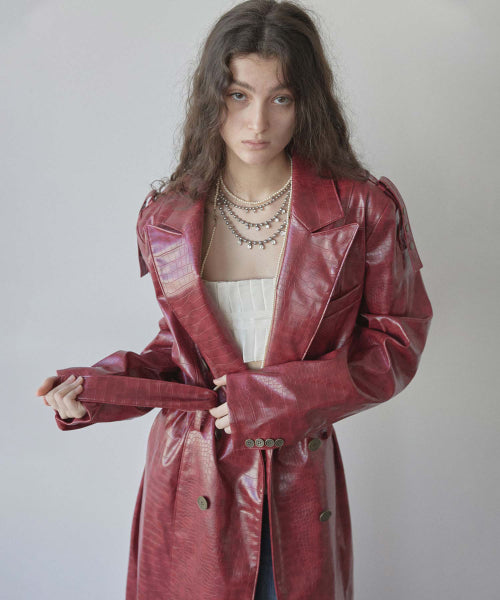 90S FAUX LEATHER COAT TAN - 2 COLORS RED