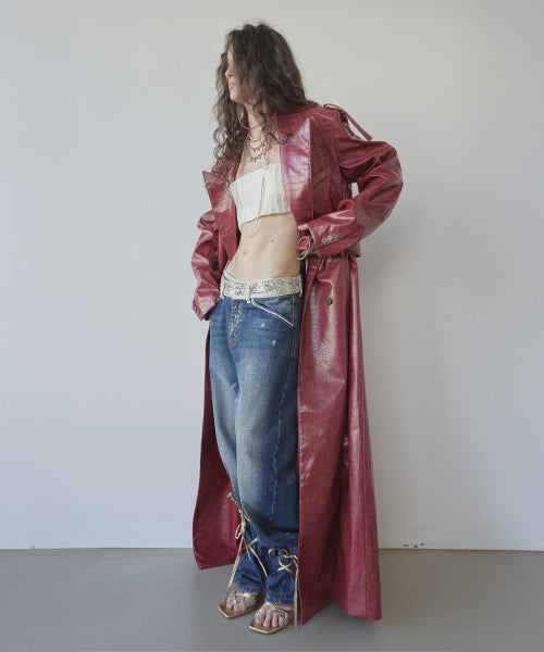 90S FAUX LEATHER COAT TAN - 2 COLORS RED