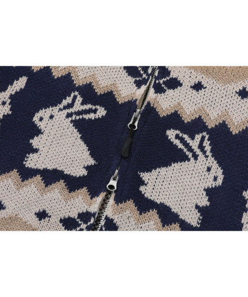 2-WAY BUNNY CROP ZIP-UP KNIT - 2 COLORS CREAM