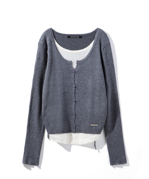 FAKE LAYERED LOOSE FIT CARDIGAN BAG 2COLOR