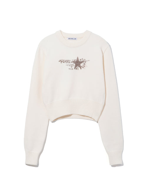 LETTER STAR CROP KNIT BAG 3COLOR