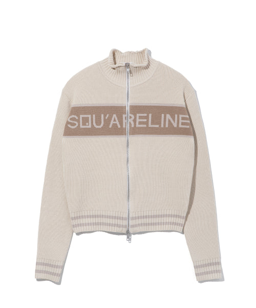 BASIC LOGO JACQUARD KNIT ZIP-UP BAG BEIGE