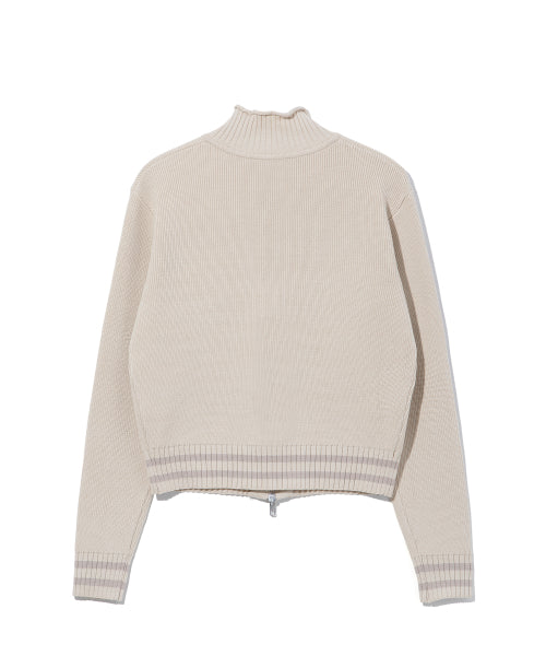 BASIC LOGO JACQUARD KNIT ZIP-UP BAG BEIGE