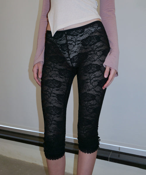 90S LACE LEGGINGS BLACK