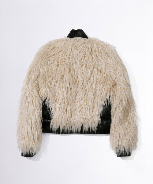 FAUX MONGOLIAN SHEARLING JACKET RAW AS SHOWN